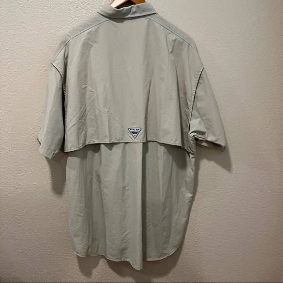 Columbia PFG Omni shade Fishing Shirt Men Size Xl Vented Short Sleeve Tan Beige - Picture 7 of 9